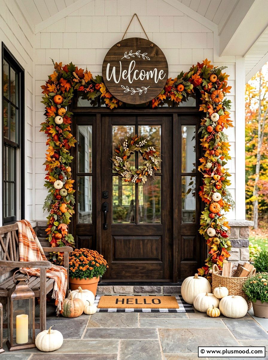 Fall Front Door Sign - 25 summer to fall porch decor ideas