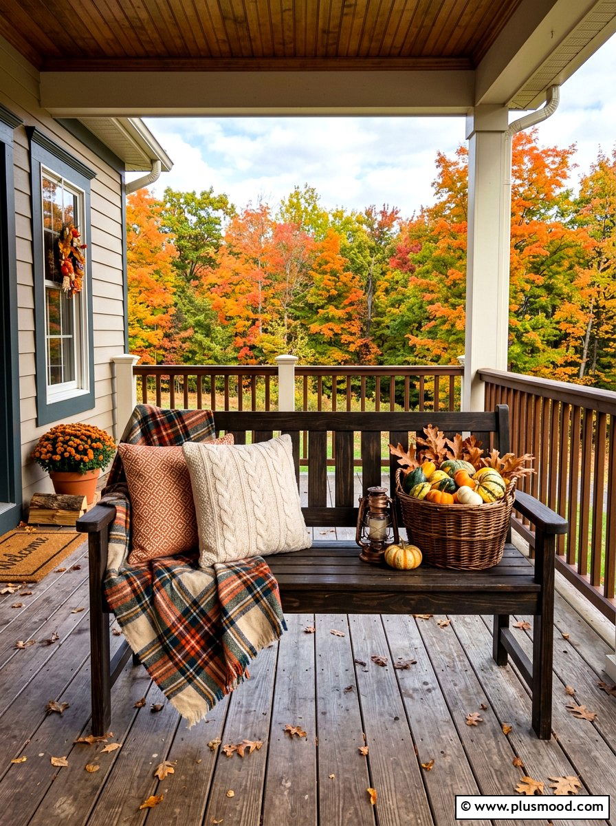 Fall Porch Bench Styling - 25 summer to fall porch decor ideas