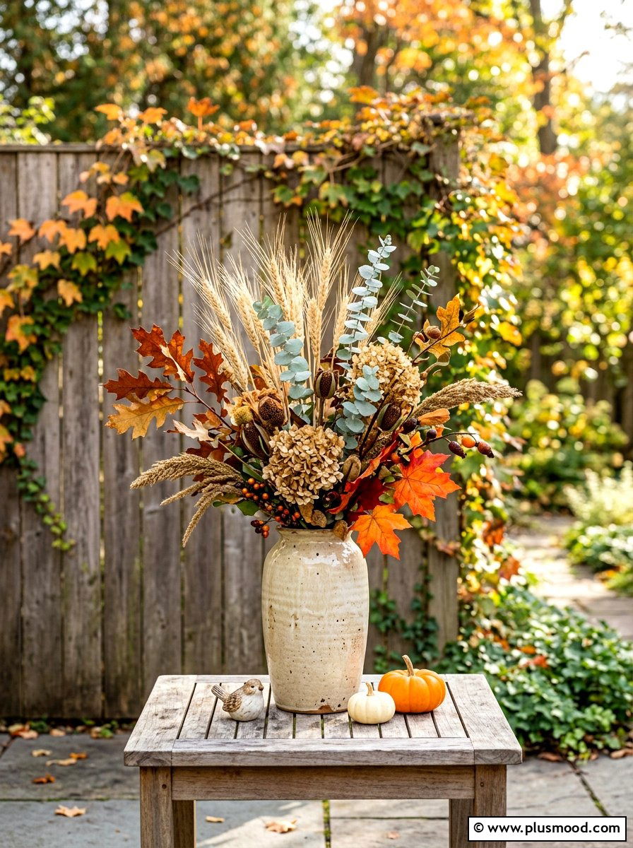 Fall greenery arrangement - 25 summer to fall outdoor entertaining ideas