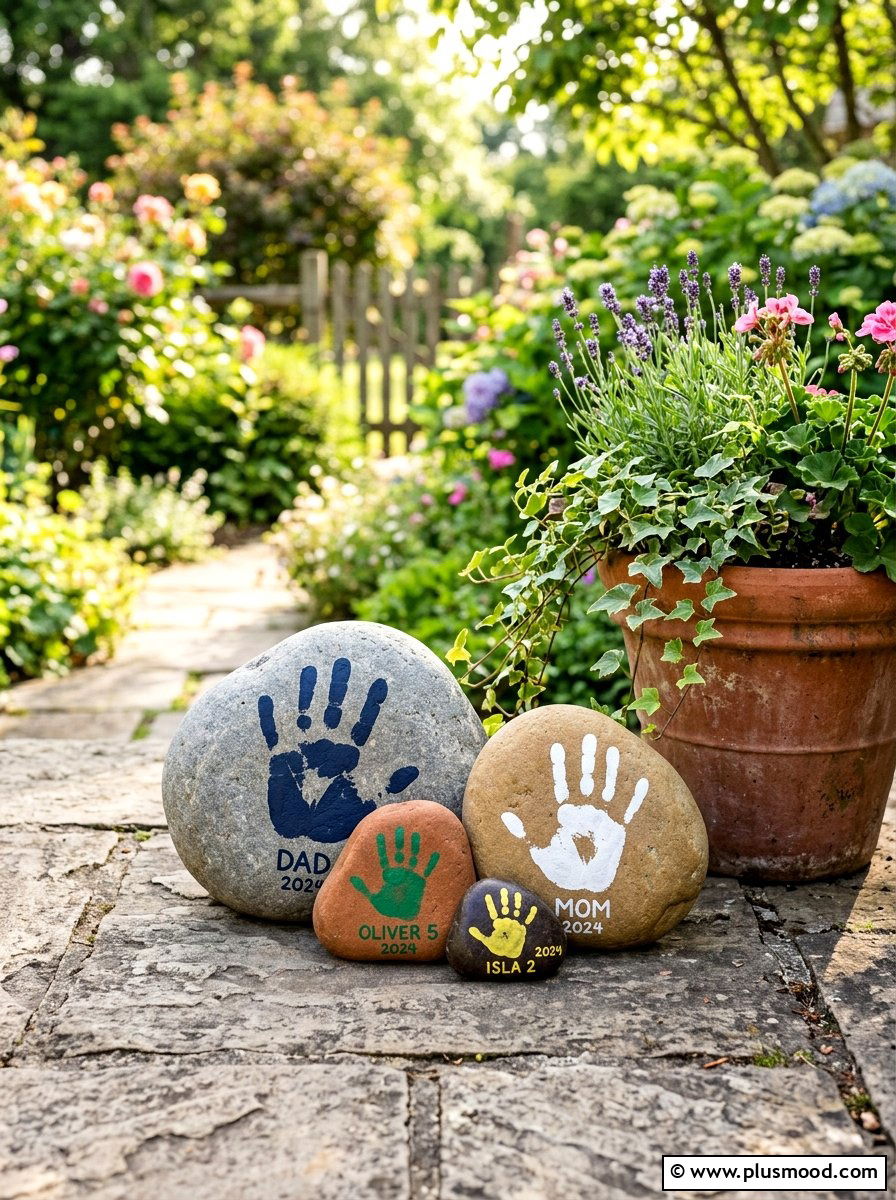 Family Handprint Set - 25 painted rock ideas with handprint art