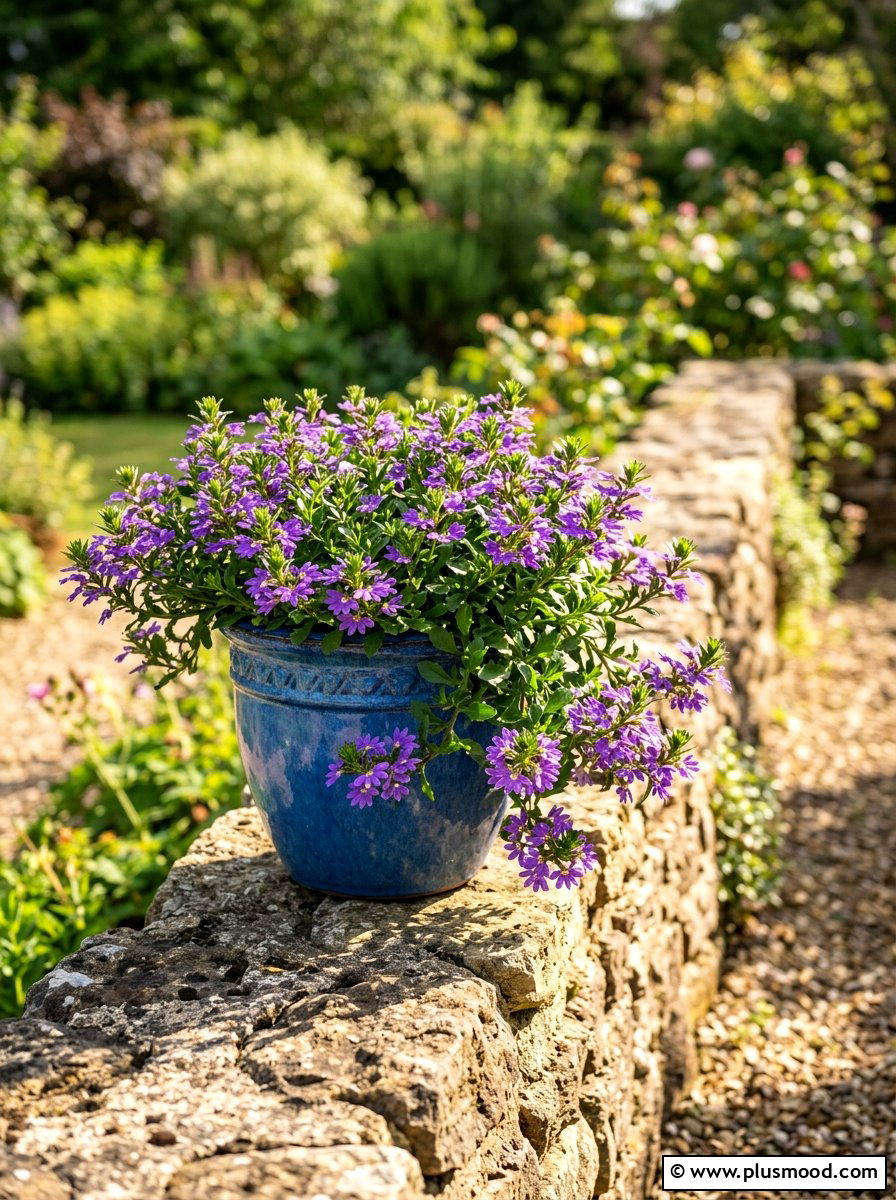 Fan Flower Scaevola Planter - 25 summer low maintenance planter ideas