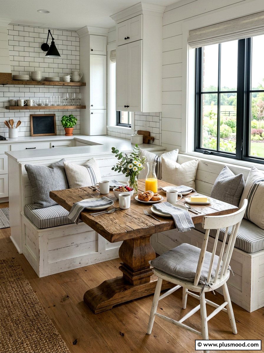 Farmhouse Breakfast Nook - 25 summer breakfast nook decor ideas