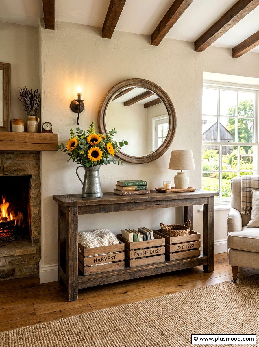 Farmhouse Console Table - 25 summer console table ideas for living room