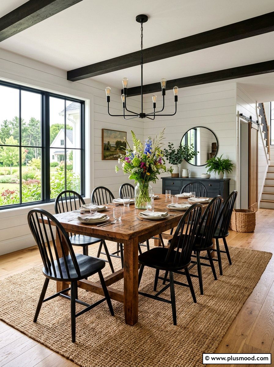 Farmhouse Dining Room - 25 summer modern farmhouse summer decor ideas