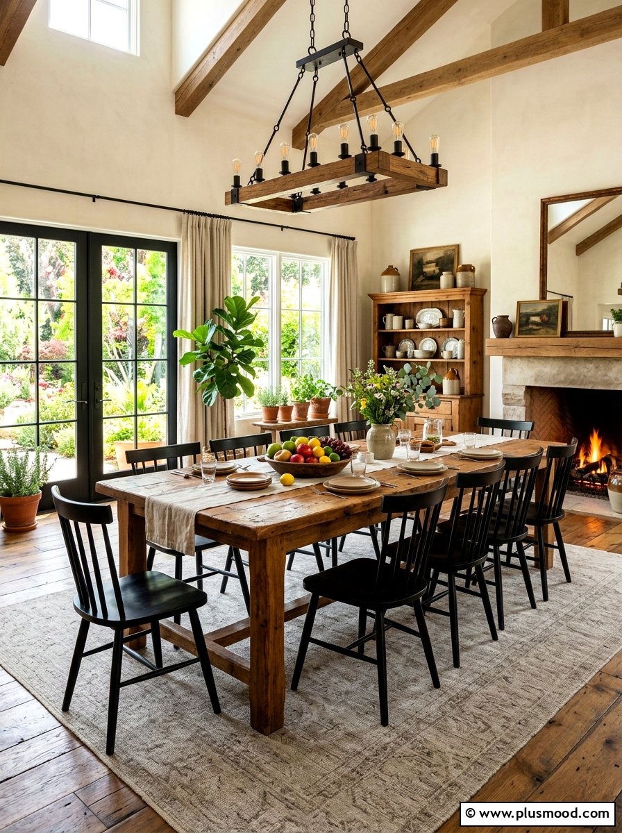 Farmhouse Dining Table - 25 late summer home decor ideas