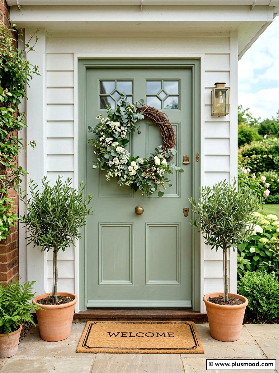 Farmhouse Door Wreath - 25 summer rustic front porch ideas