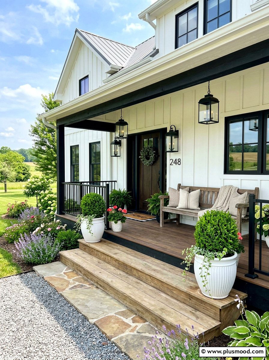 Farmhouse Entryway - 25 summer front steps ideas for summer