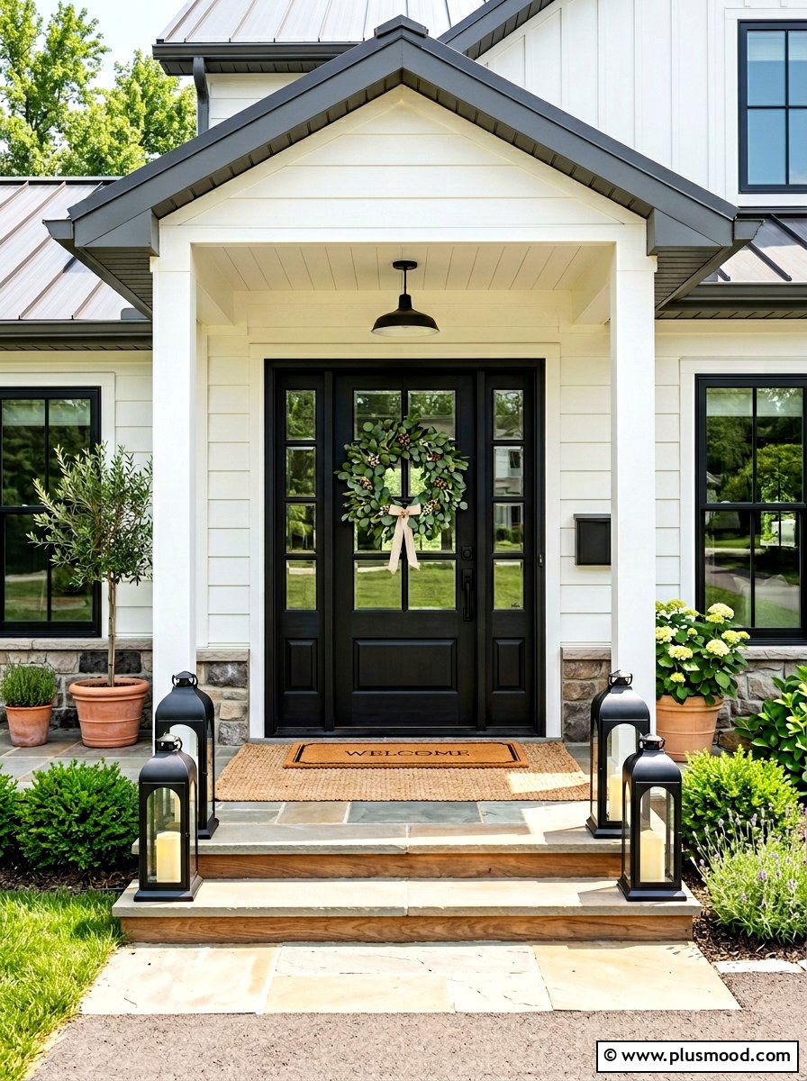 Farmhouse Front Door - 25 summer modern farmhouse summer decor ideas