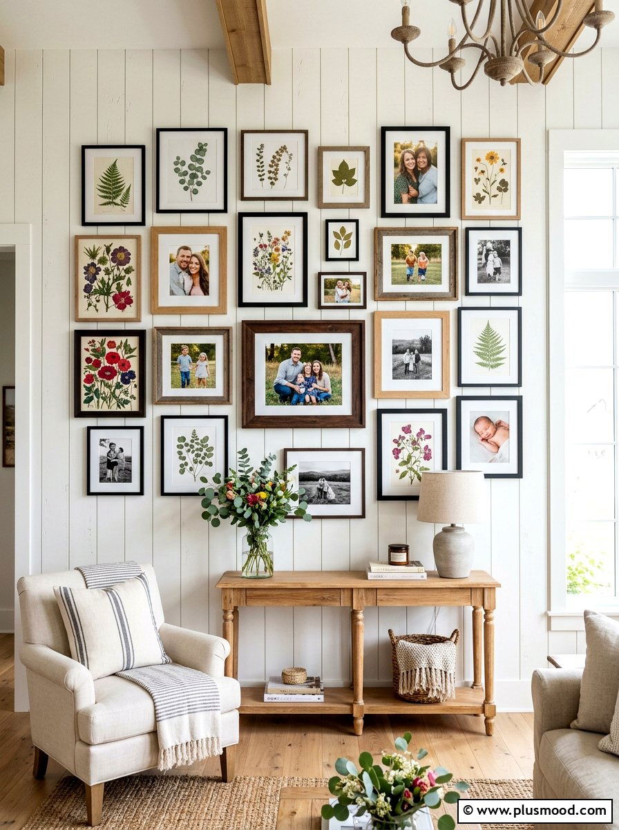 Farmhouse Gallery Wall - 25 farmhouse summer living room ideas