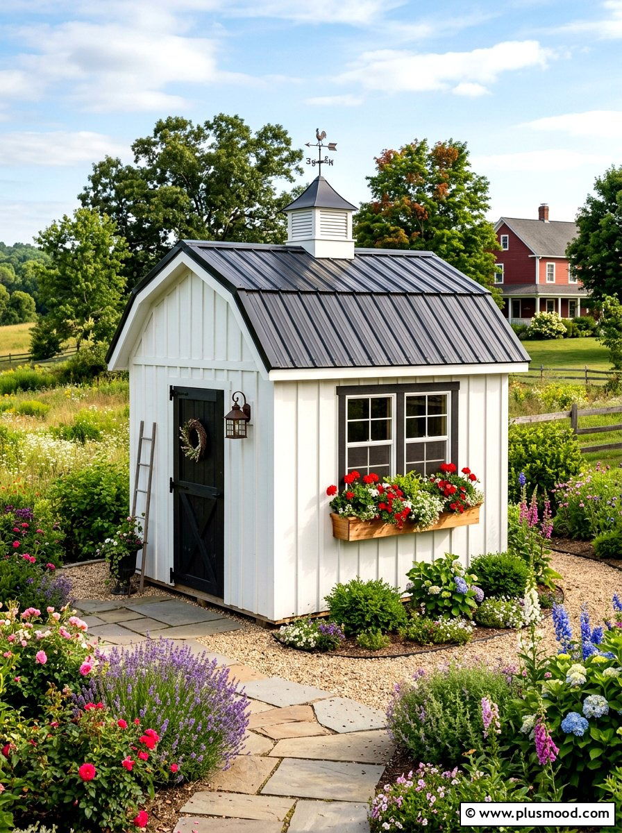 Farmhouse Garden Shed - 25 small backyard ideas farmhouse style
