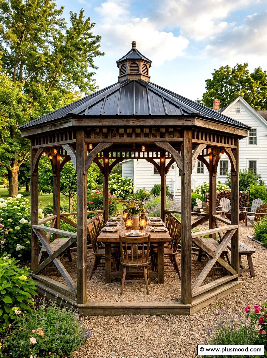 Farmhouse Gazebo - 25 summer backyard gazebo ideas