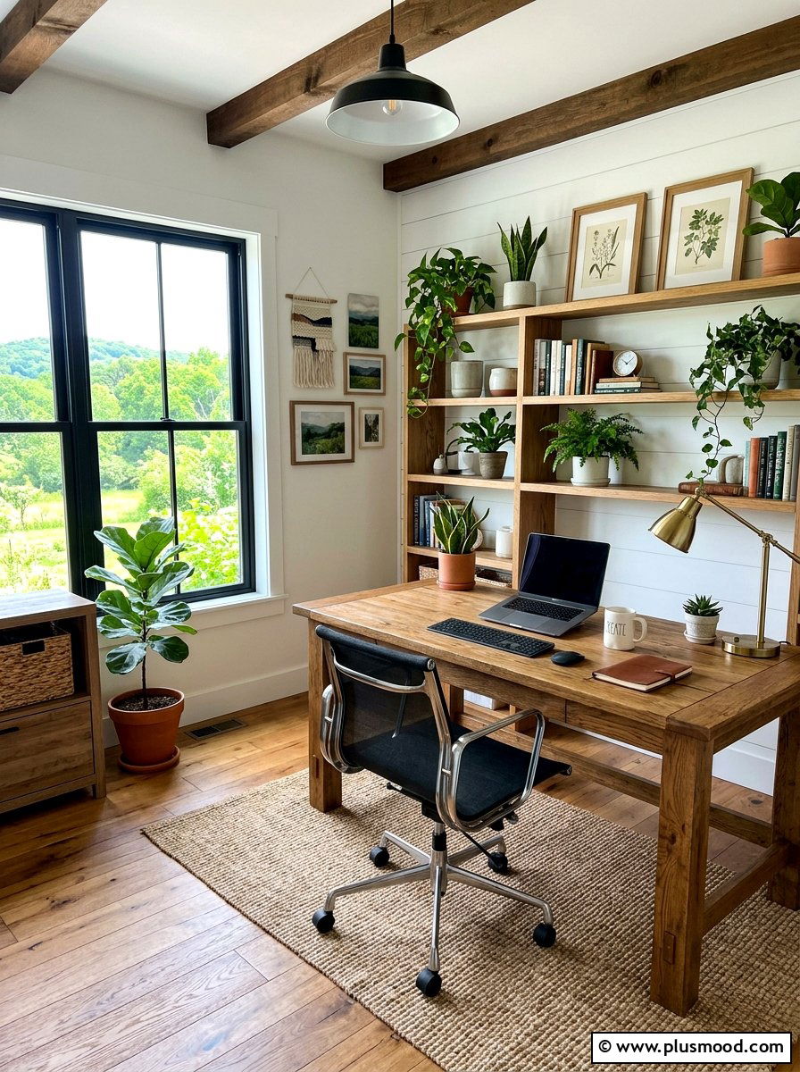 Farmhouse Home Office - 25 summer modern farmhouse summer decor ideas