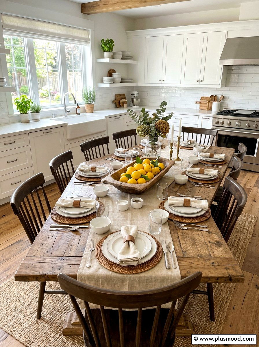 Farmhouse Kitchen Table - 25 summer modern farmhouse summer decor ideas