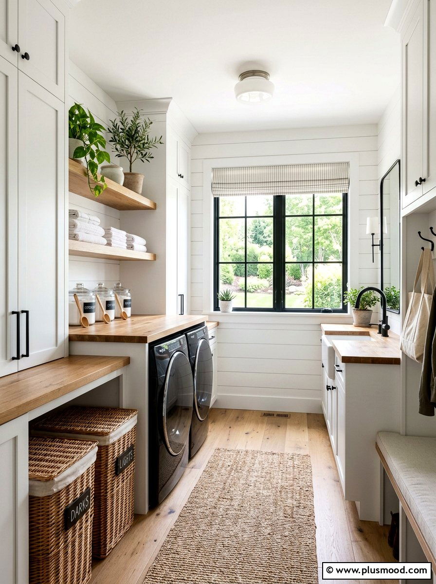 Farmhouse Laundry Room - 25 summer modern farmhouse summer decor ideas