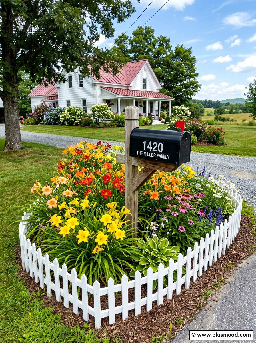 Farmhouse Mailbox Garden - 25 summer farmhouse landscaping ideas