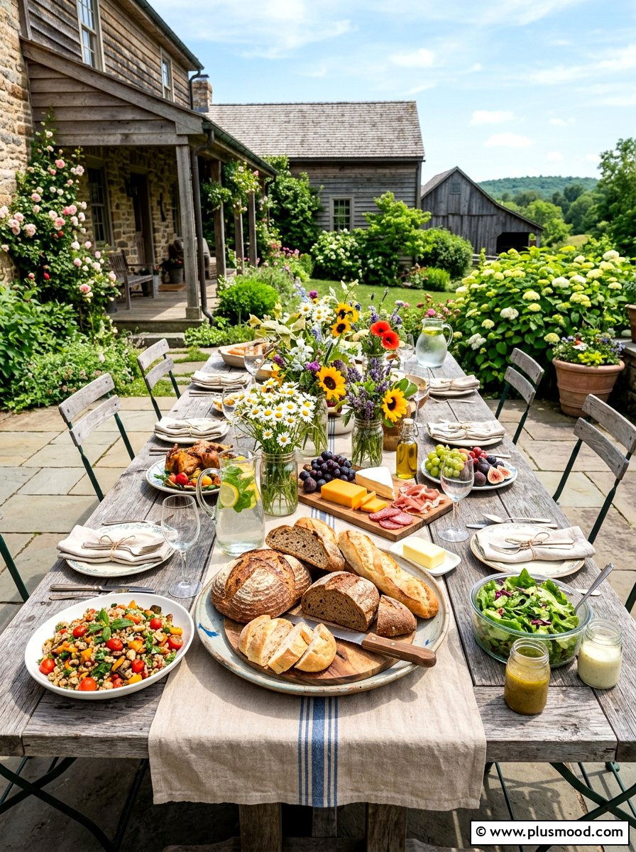 Farmhouse Outdoor Table - 25 summer outdoor buffet ideas
