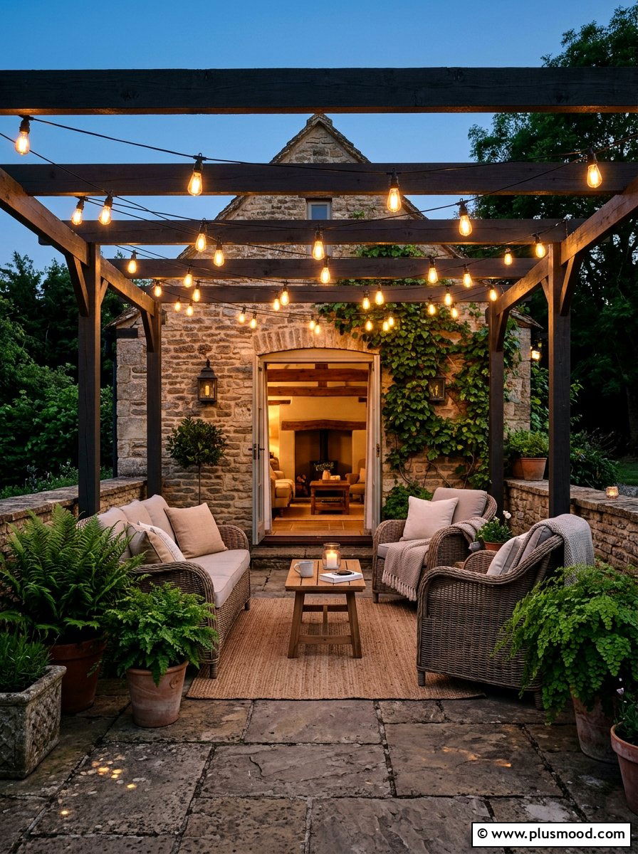 Farmhouse Patio With String Lights - 25 summer backyard farmhouse ideas