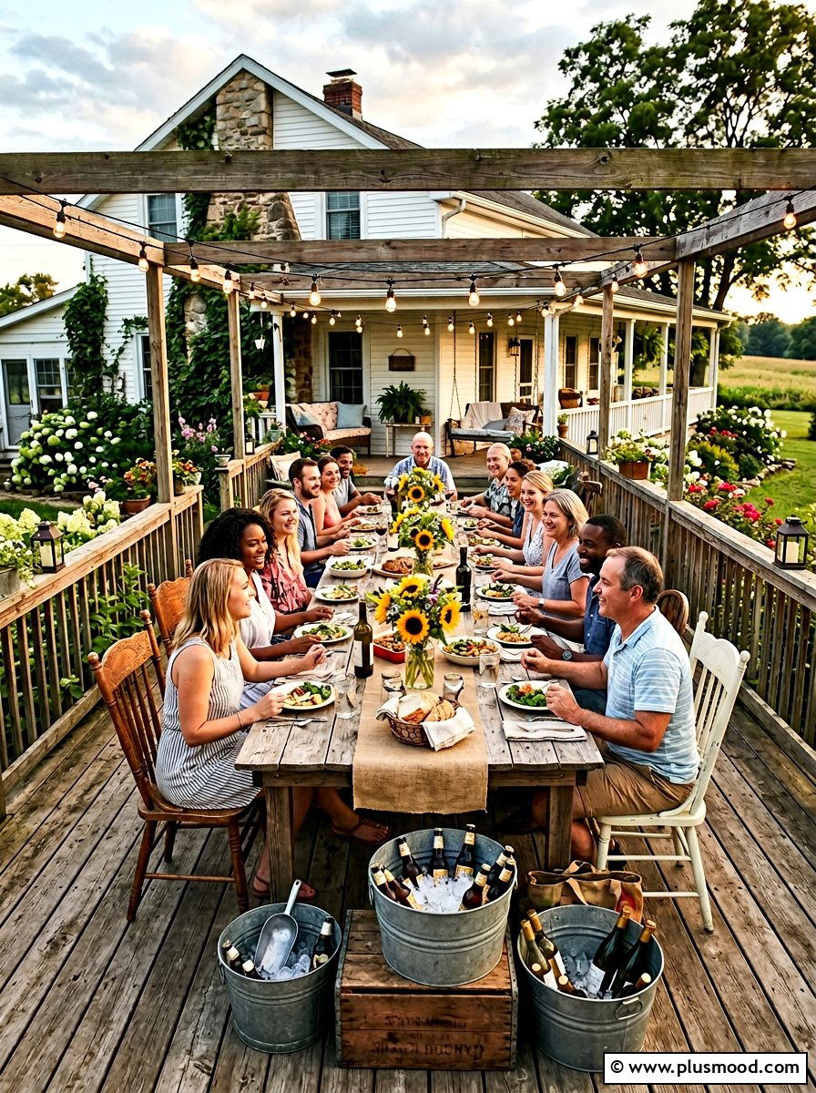 Farmhouse Porch Table - 25 summer porch party ideas