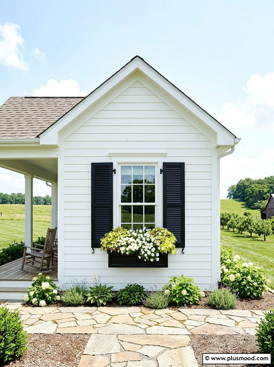Farmhouse Shutters Window Box - 25 summer curb appeal planter ideas