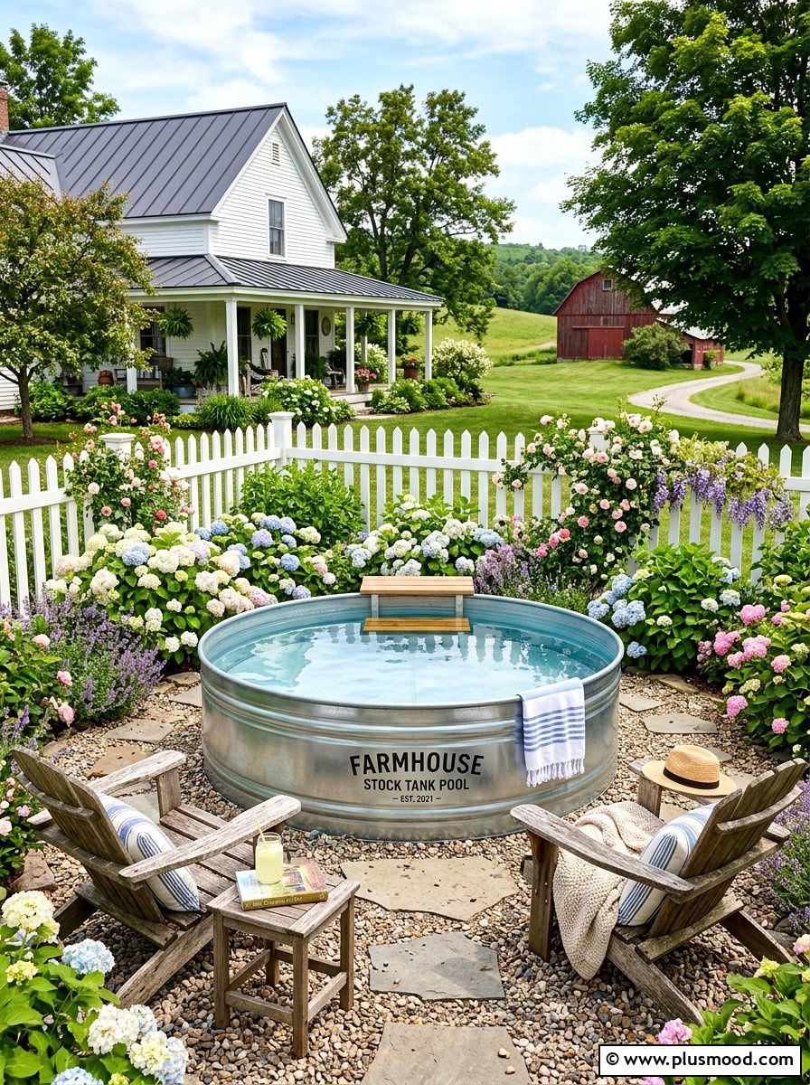 Farmhouse Stock Tank Pool - 25 summer stock tank pool ideas