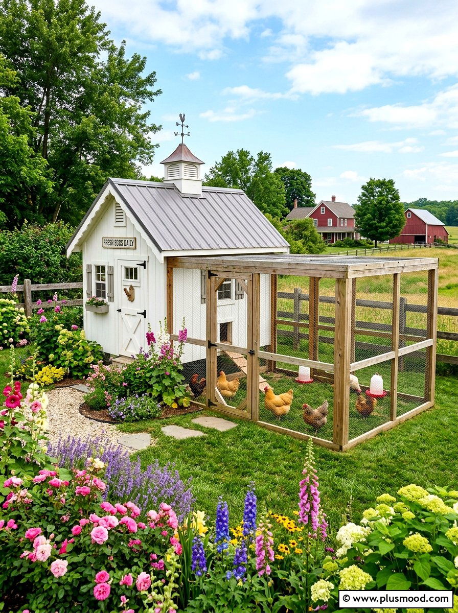 Farmhouse Style Chicken Coop - 25 summer backyard farmhouse ideas