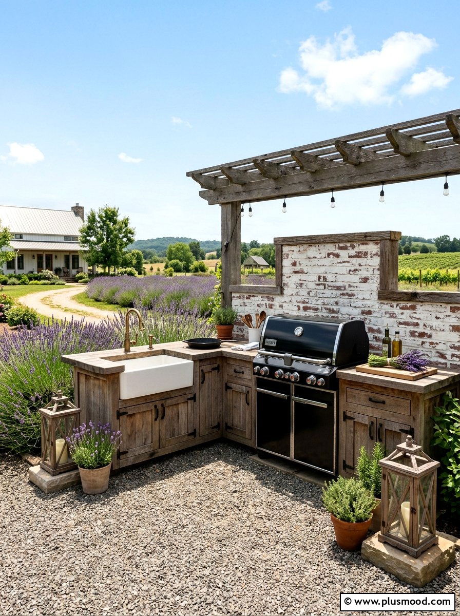 Farmhouse Style Outdoor Cooking Station - 25 summer backyard grill area ideas