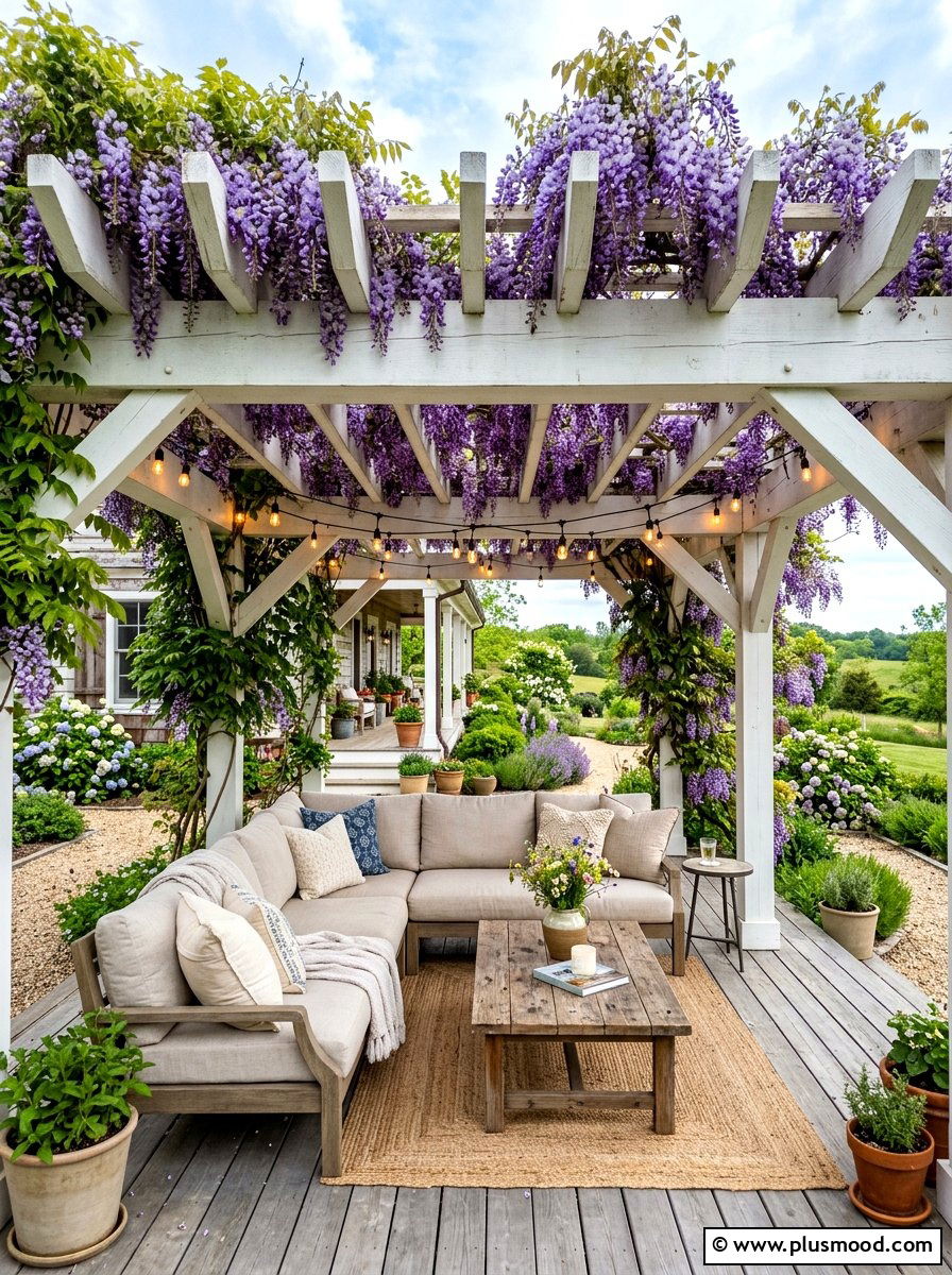 Farmhouse Style Pergola - 25 summer farmhouse pool area ideas
