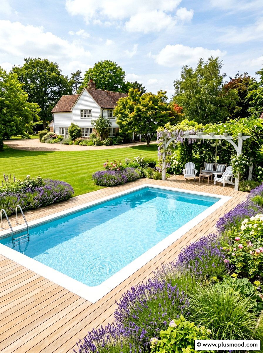 Farmhouse Style Pool - 25 summer backyard pool ideas