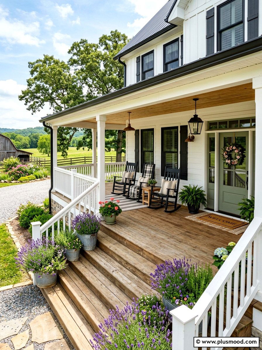 Farmhouse Style Porch - 25 summer outdoor living patio ideas