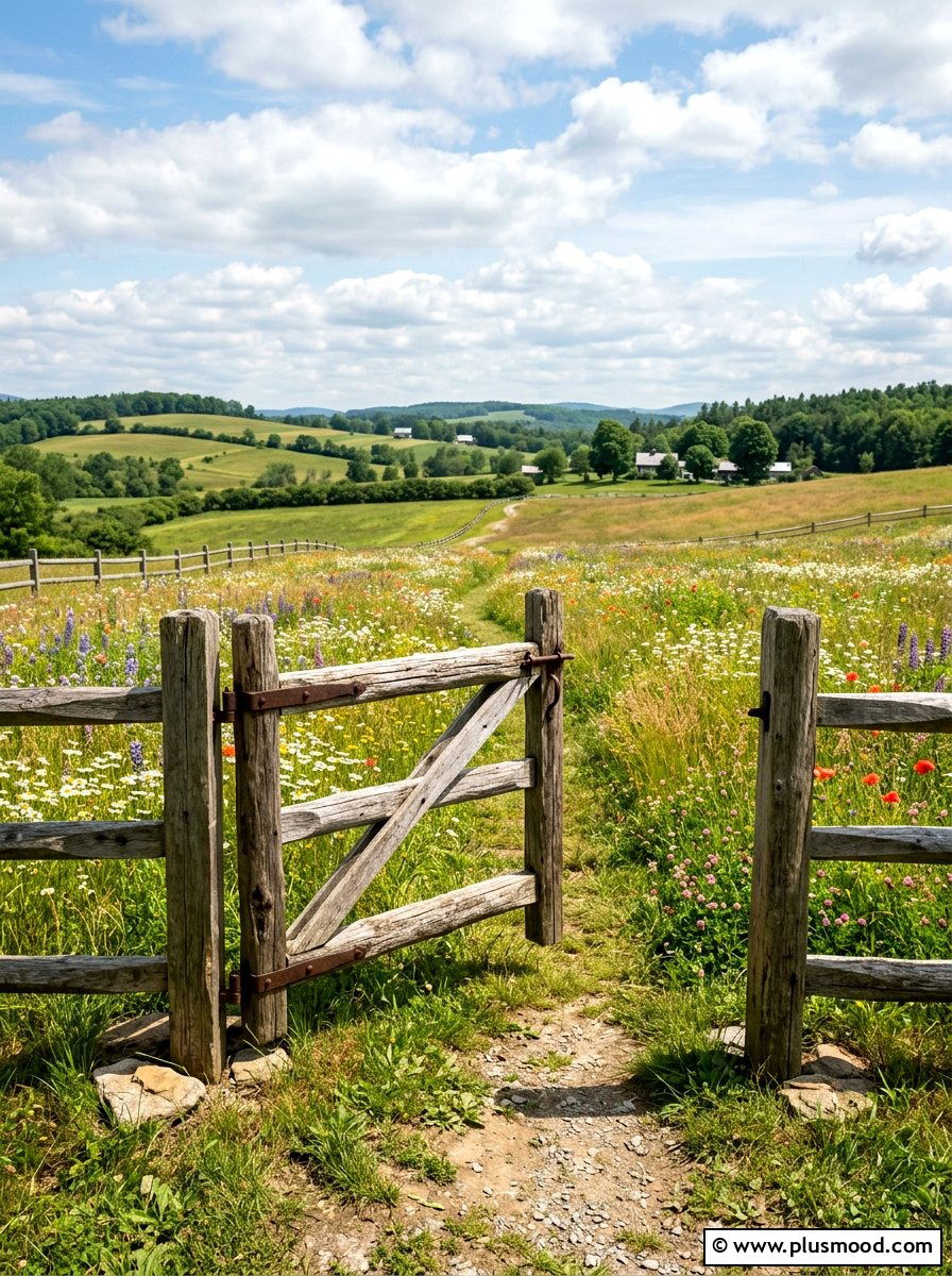 Farmhouse Style Split Rail Gate - 25 outdoor garden decor ideas with wooden gate
