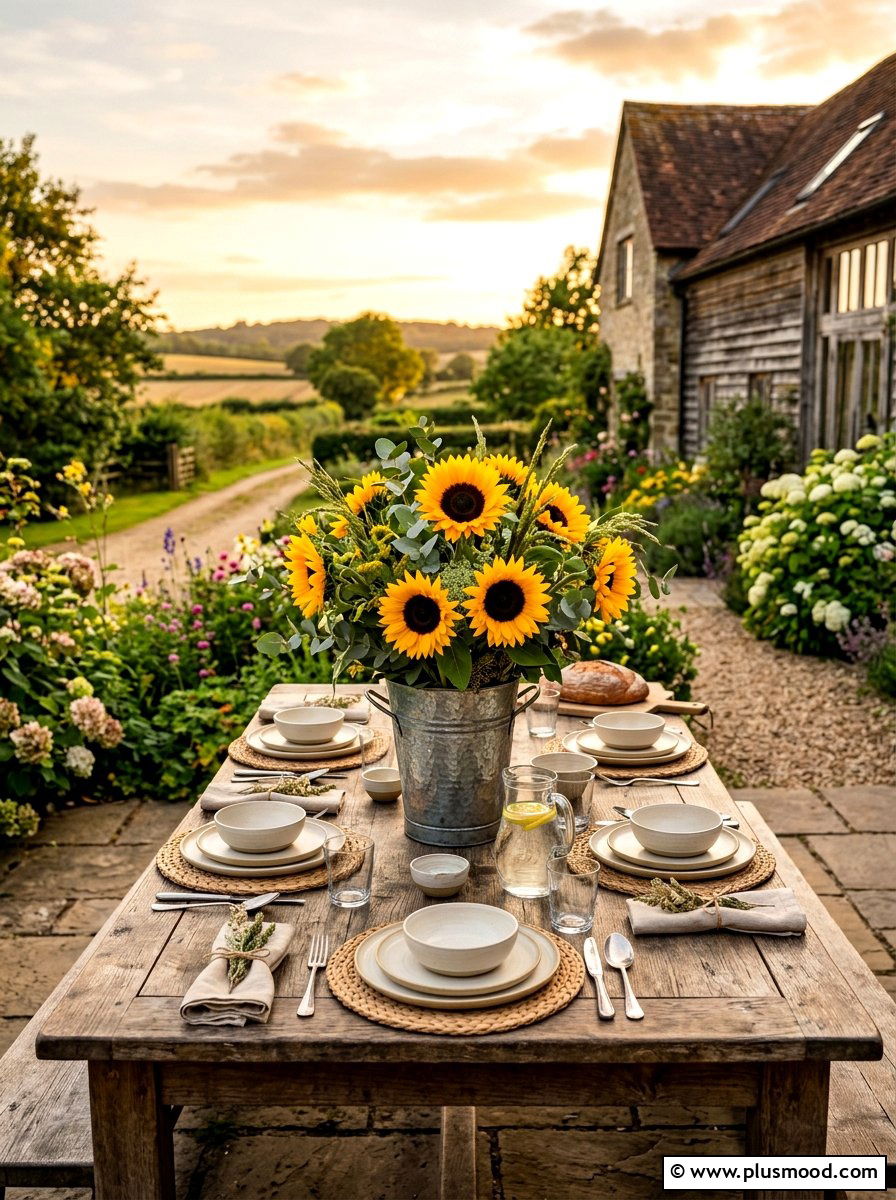 Farmhouse Sunflower Table - 25 summer kitchen table decor ideas