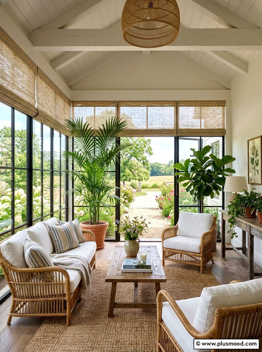 Farmhouse Sunroom - 25 summer modern farmhouse summer decor ideas