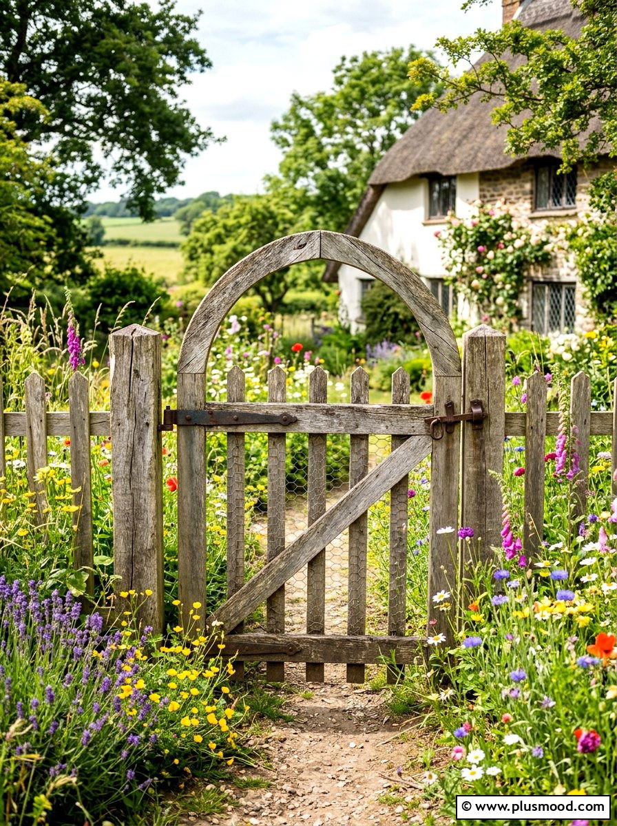Farmhouse Wire Garden Gate - 25 summer garden gate front yard ideas