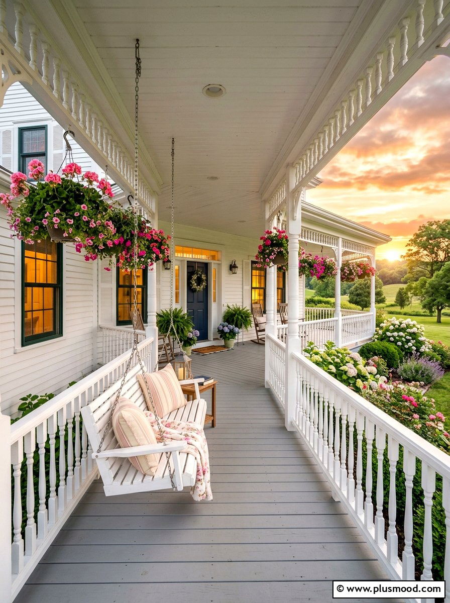 Farmhouse Wrap Around Veranda - 25 summer covered patio ideas