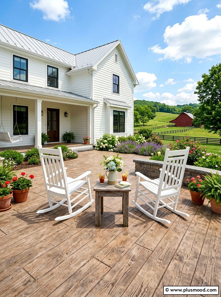 Farmhouse concrete patio - 25 summer concrete patio ideas for summer