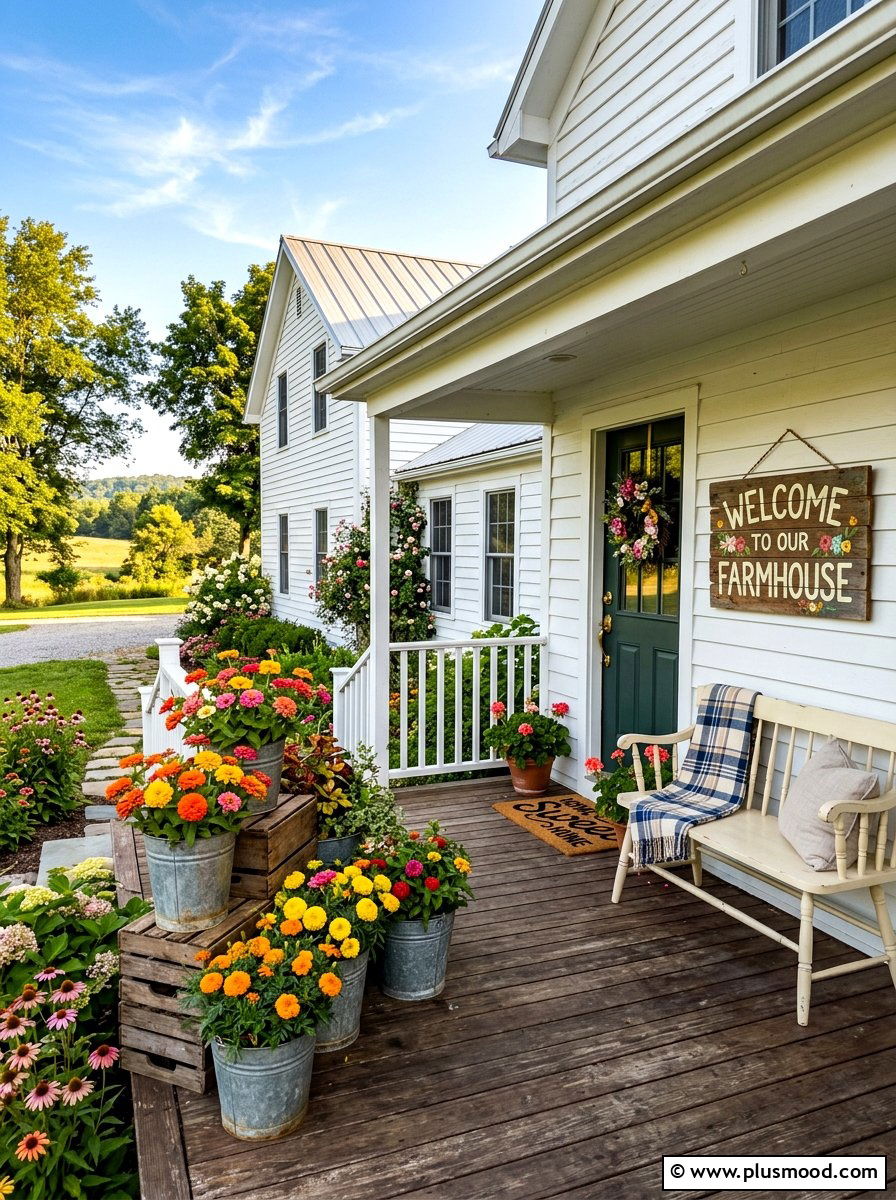 Farmhouse flower front porch - 25 summer elegant front porch ideas