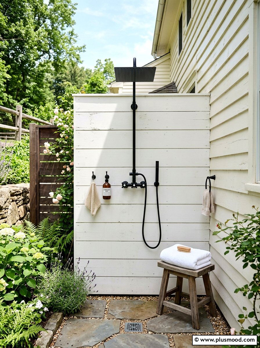 Farmhouse outdoor shower - 25 summer outdoor shower ideas