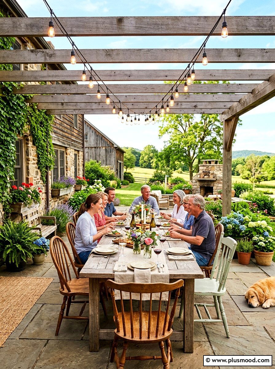 Farmhouse patio lighting - 25 summer patio ideas with string lights