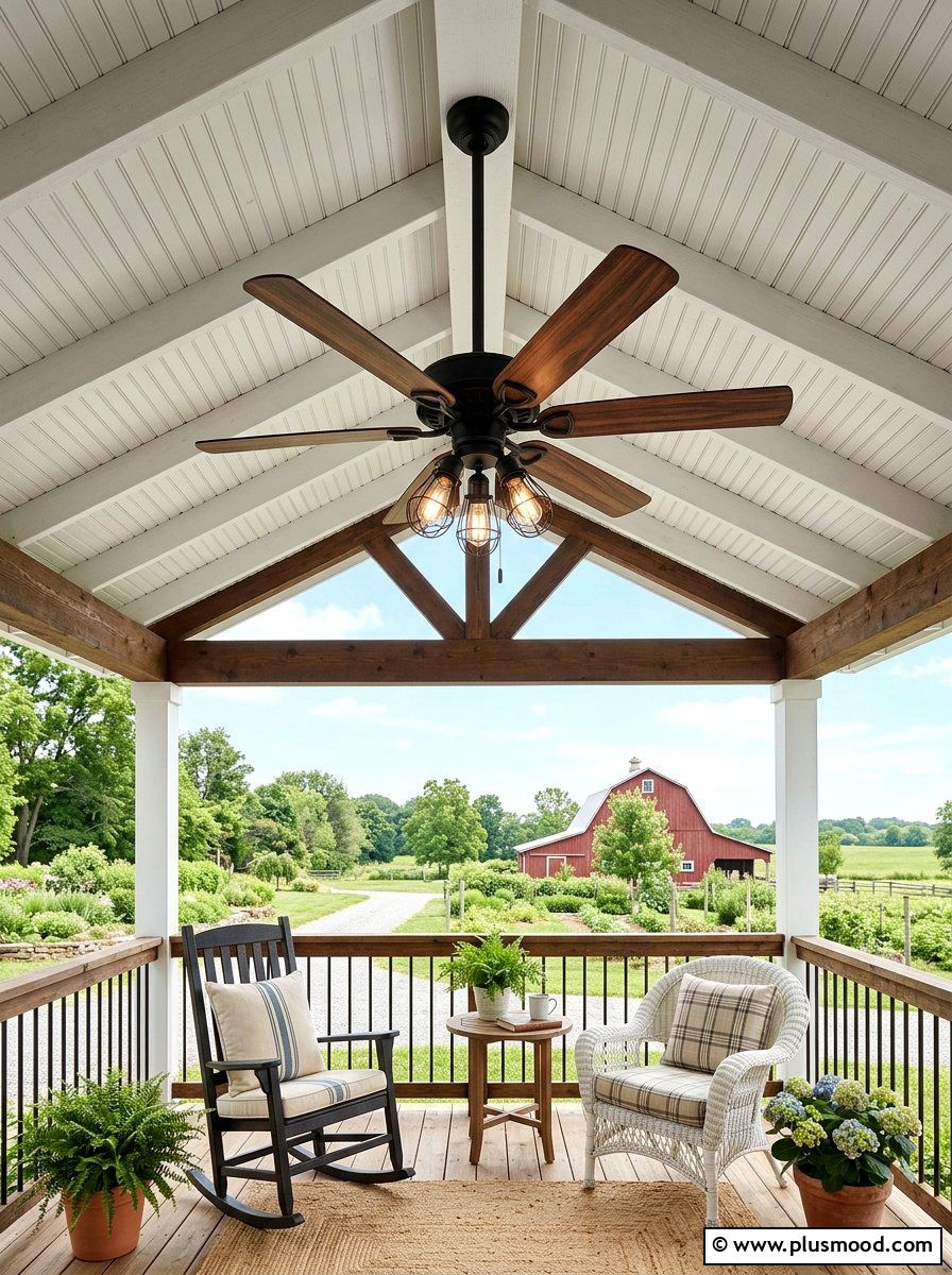 Farmhouse porch ceiling fan - 25 summer farmhouse porch ideas
