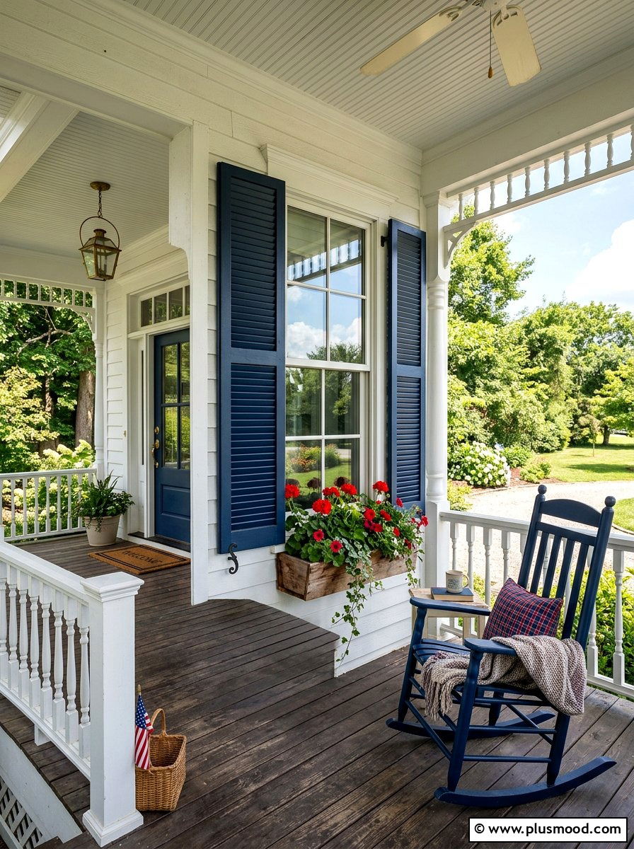 Farmhouse porch shutters - 25 summer farmhouse porch ideas