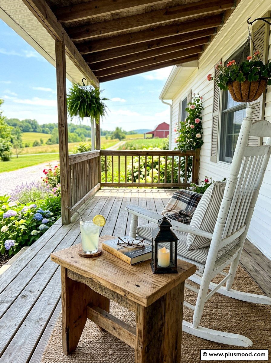 Farmhouse porch side table - 25 summer farmhouse porch ideas