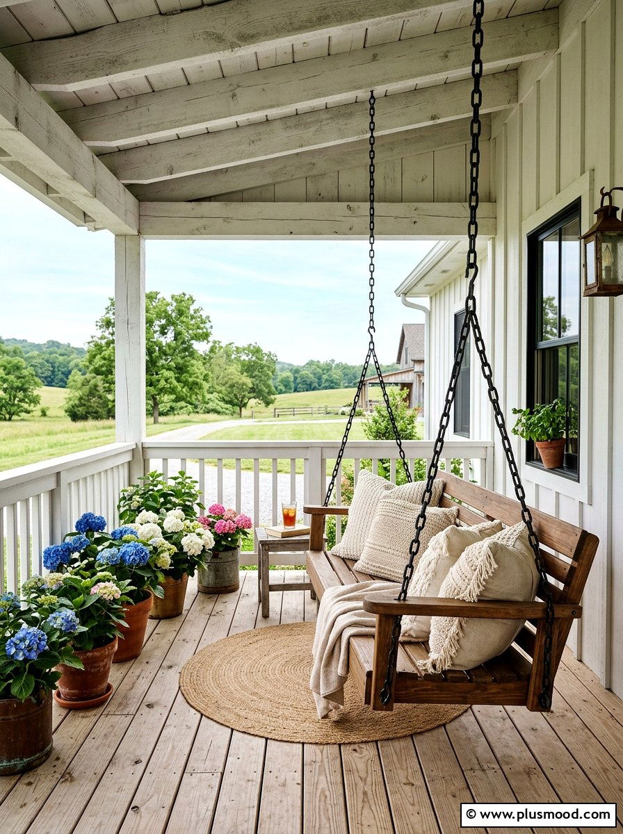 Farmhouse porch swing - 25 summer farmhouse porch ideas