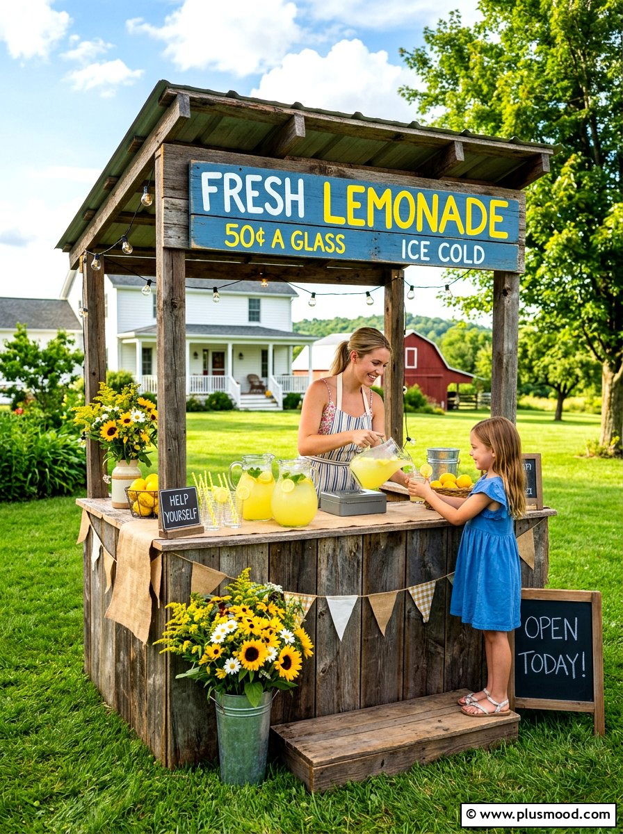 Farmhouse style lemonade stand - 25 summer farmhouse outdoor entertaining ideas
