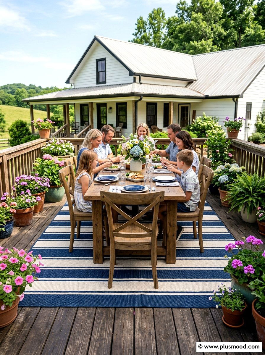 Farmhouse style outdoor rug - 25 summer farmhouse outdoor entertaining ideas