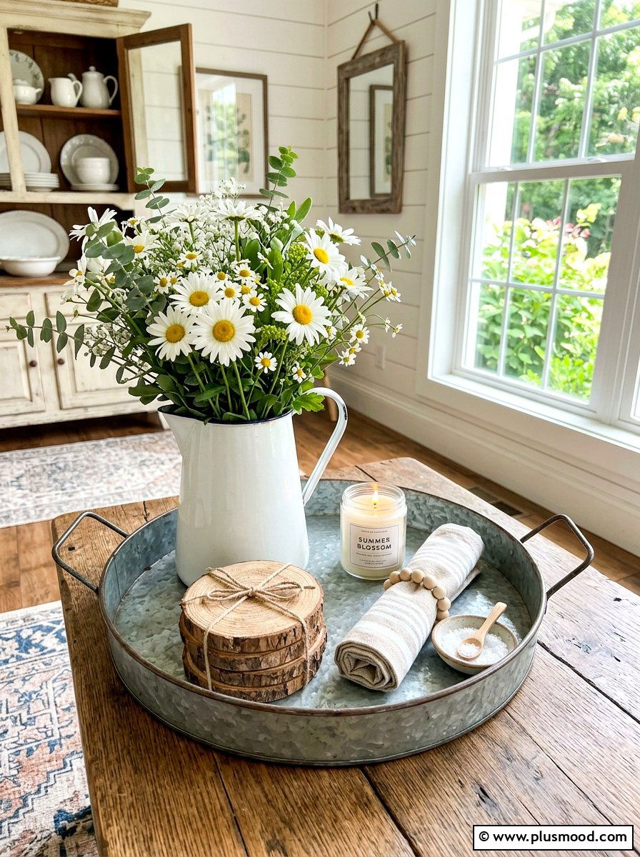 Farmhouse summer tray - 25 summer tray decor ideas for living room