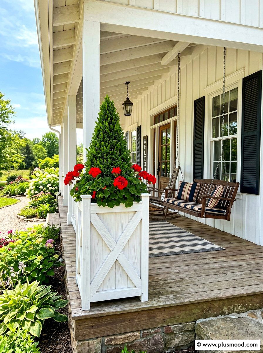 Farmhouse tall porch planter - 25 summer tall planter ideas