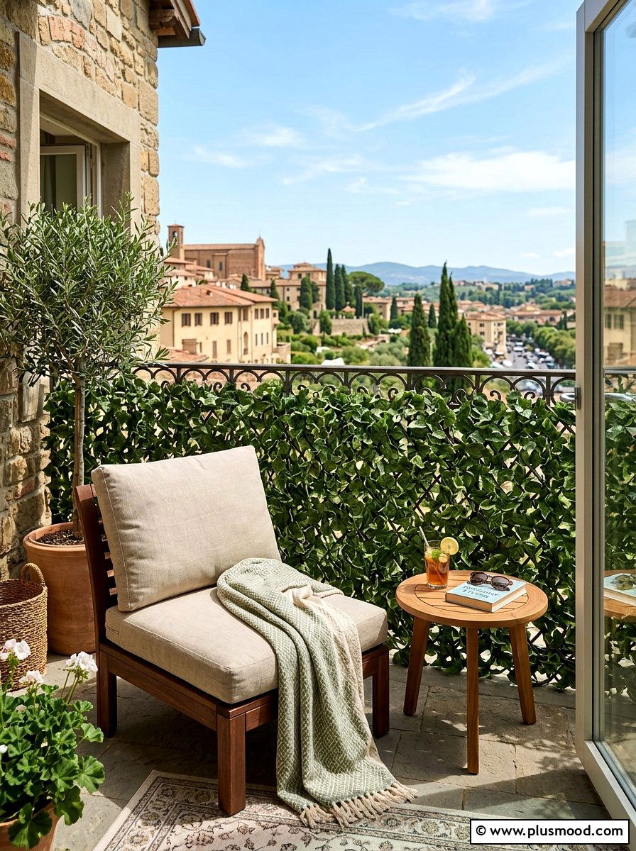 Faux Ivy Privacy Screen - 25 summer renter friendly balcony ideas