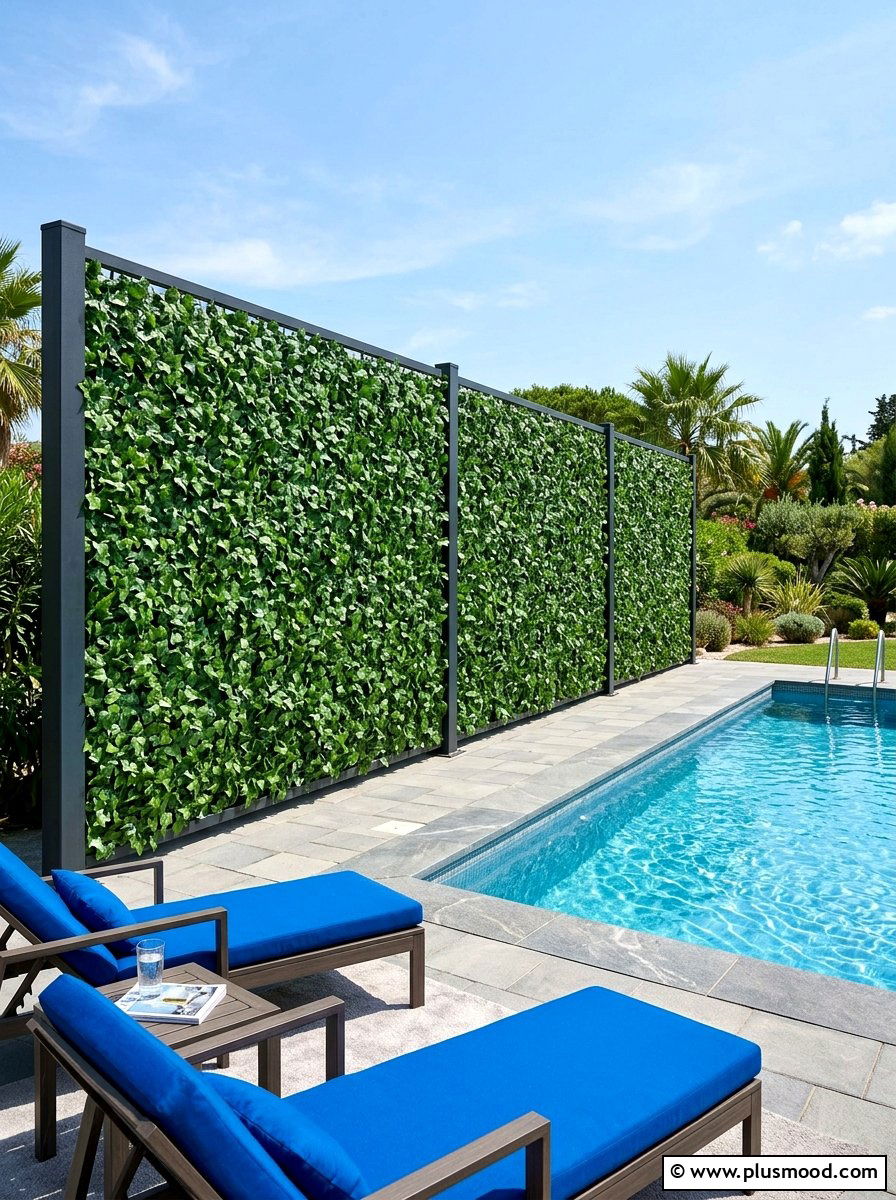 Faux ivy privacy screen - 25 pool landscaping ideas for privacy screen