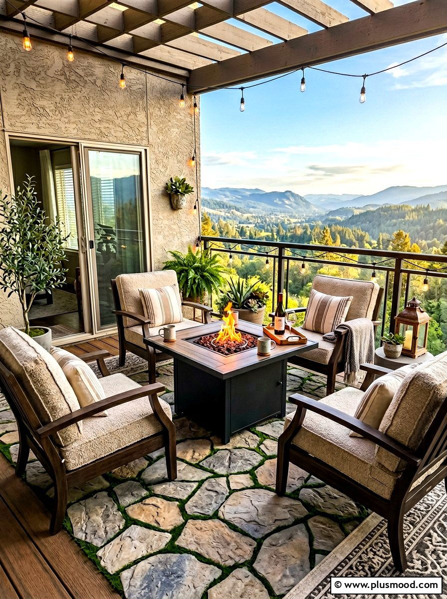 Faux stone pavers - 25 summer balcony floor decor ideas
