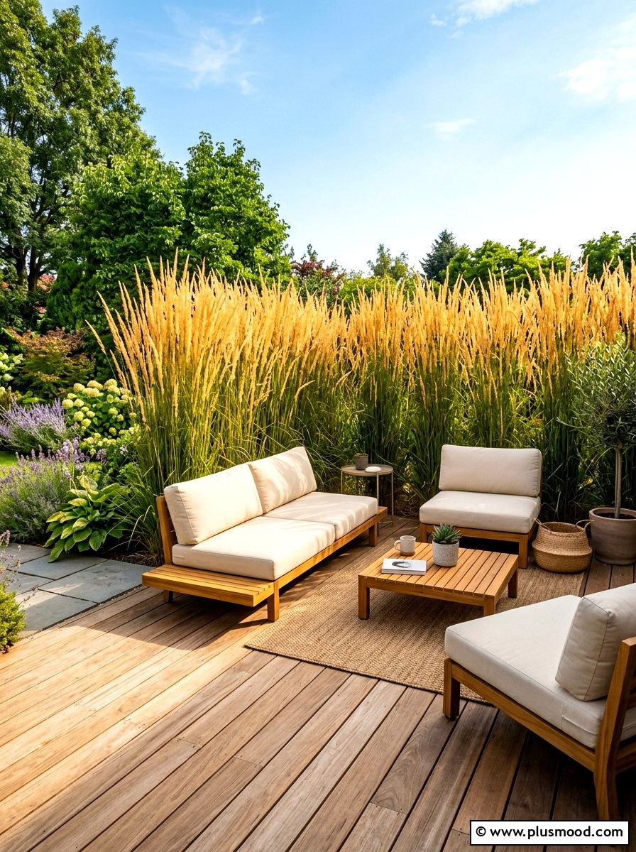 Feather Reed Grass Privacy Screen - 25 summer ornamental grass landscaping ideas